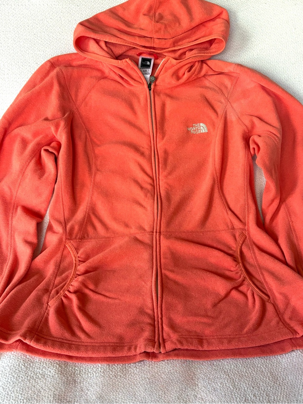 The North Face Women’s XL Polartec Classic Coral Orange Full Zip Fleece Hoodie